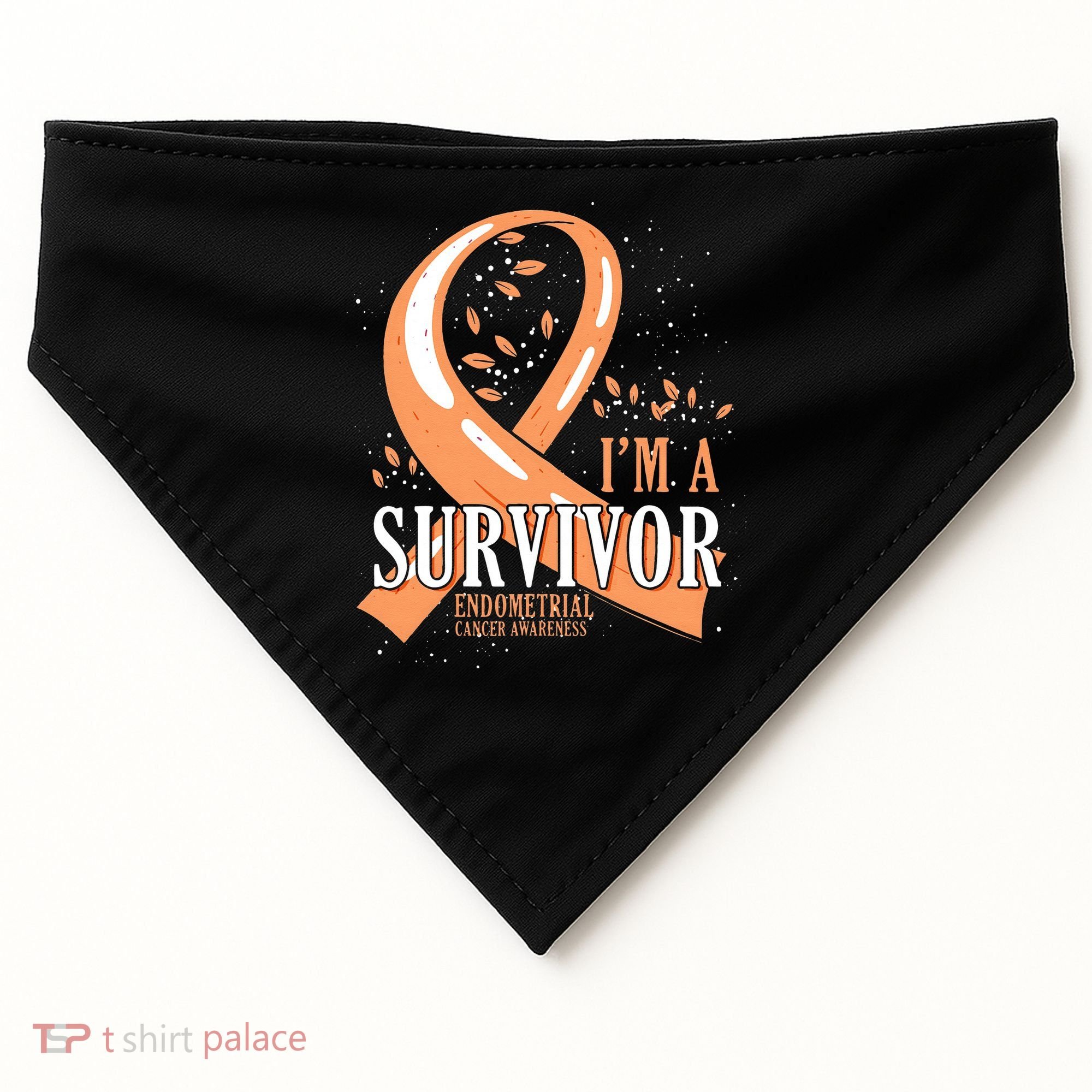 Cancer Survivor Peach Ribbon Endometrial Cancer Awareness USA-Made Doggie Bandana