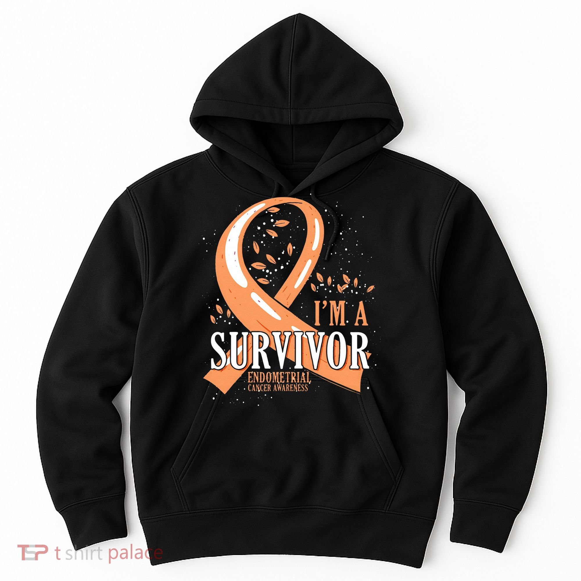 Cancer Survivor Peach Ribbon Endometrial Cancer Awareness Hoodie