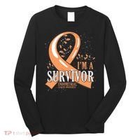 Cancer Survivor Peach Ribbon Endometrial Cancer Awareness Long Sleeve Shirt thumb 0