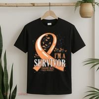 Cancer Survivor Peach Ribbon Endometrial Cancer Awareness T-Shirt thumb 2
