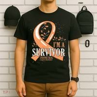 Cancer Survivor Peach Ribbon Endometrial Cancer Awareness T-Shirt thumb 6