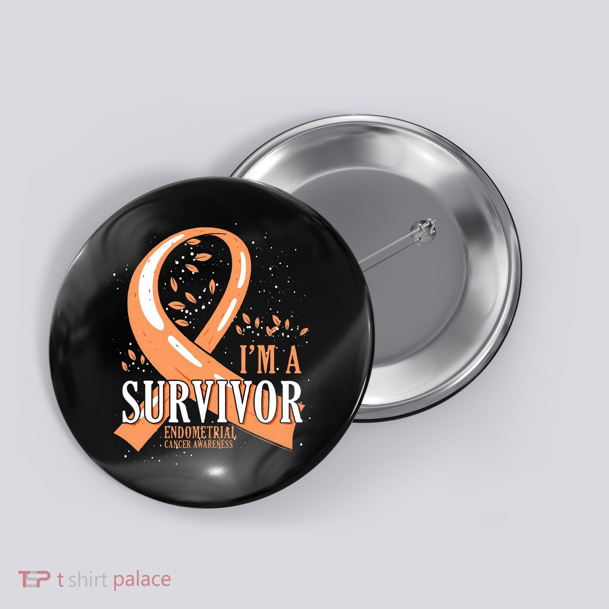 Cancer Survivor Peach Ribbon Endometrial Cancer Awareness Button