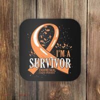 Cancer Survivor Peach Ribbon Endometrial Cancer Awareness Coaster thumb 0