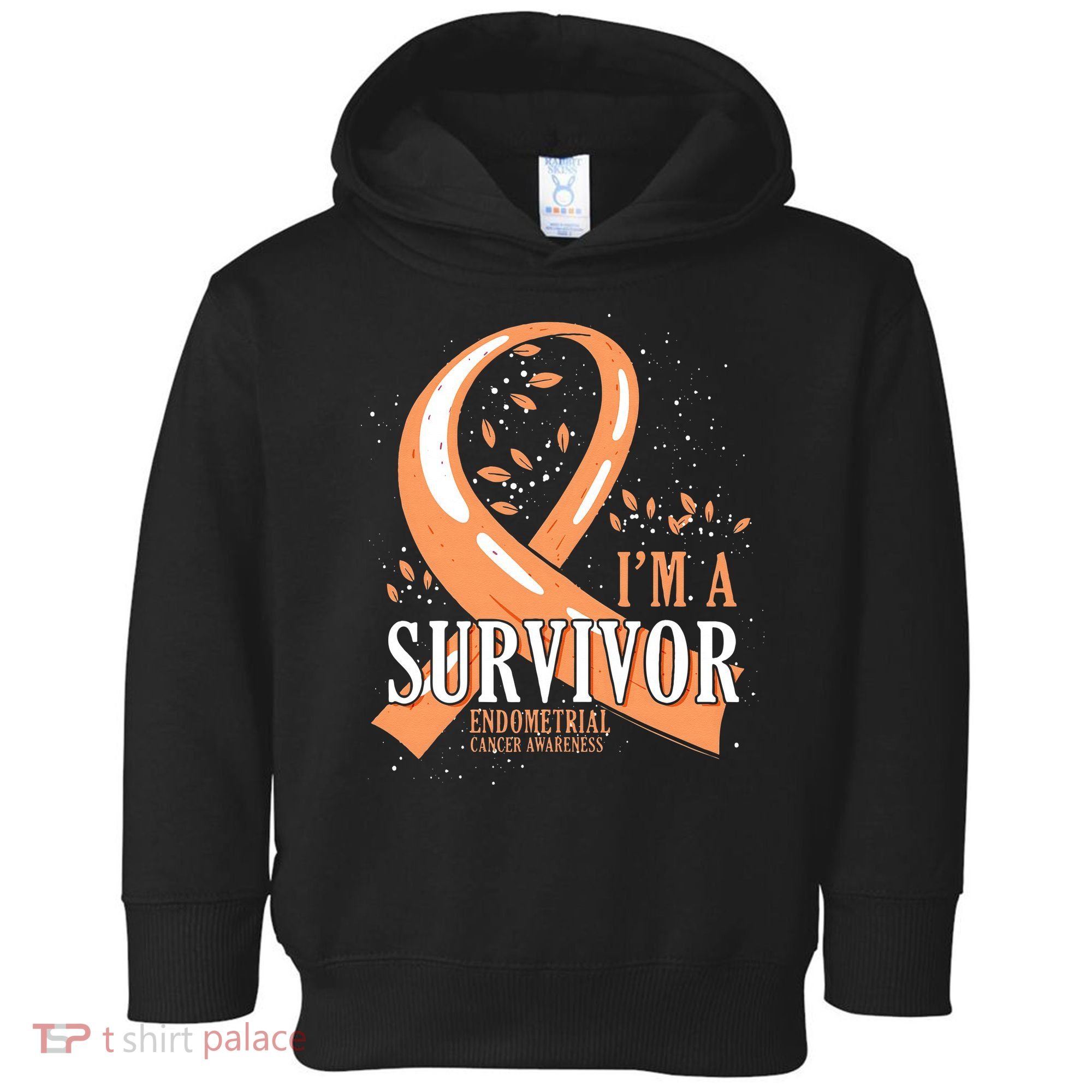 Cancer Survivor Peach Ribbon Endometrial Cancer Awareness Toddler Hoodie