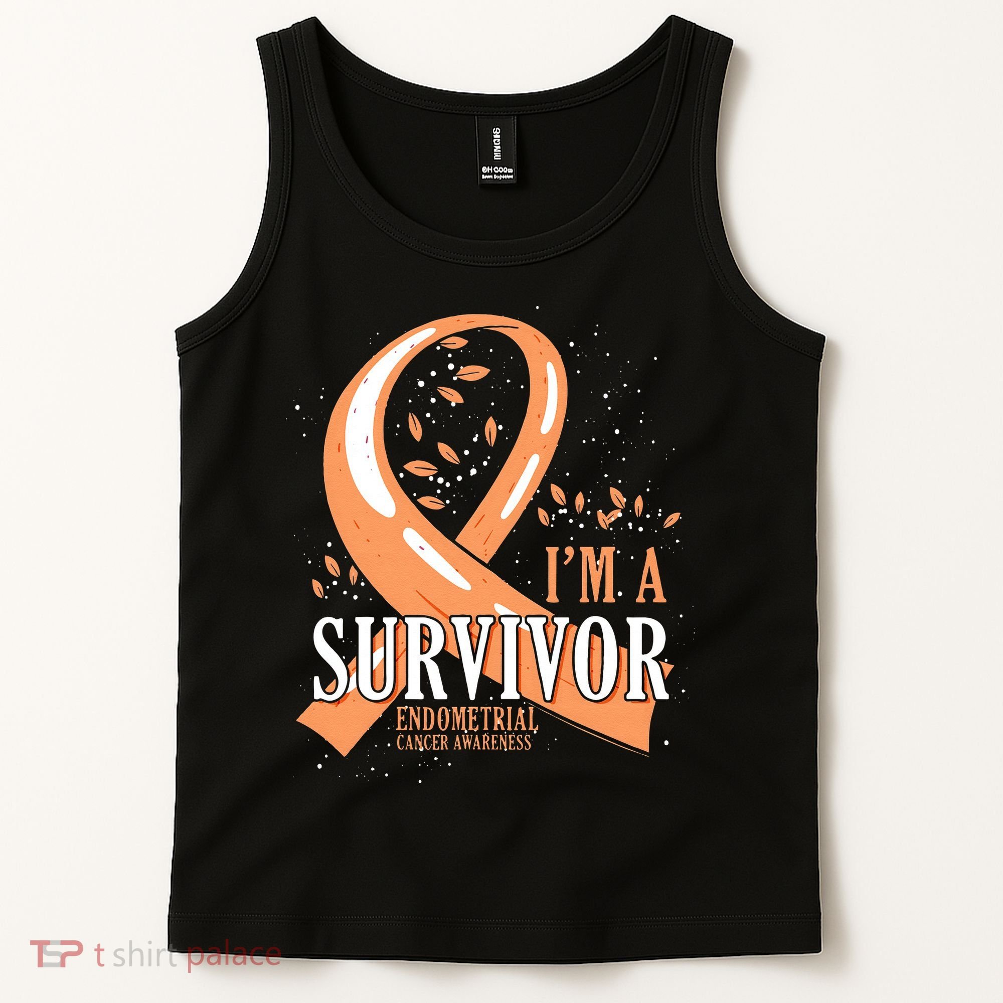Cancer Survivor Peach Ribbon Endometrial Cancer Awareness Tank Top