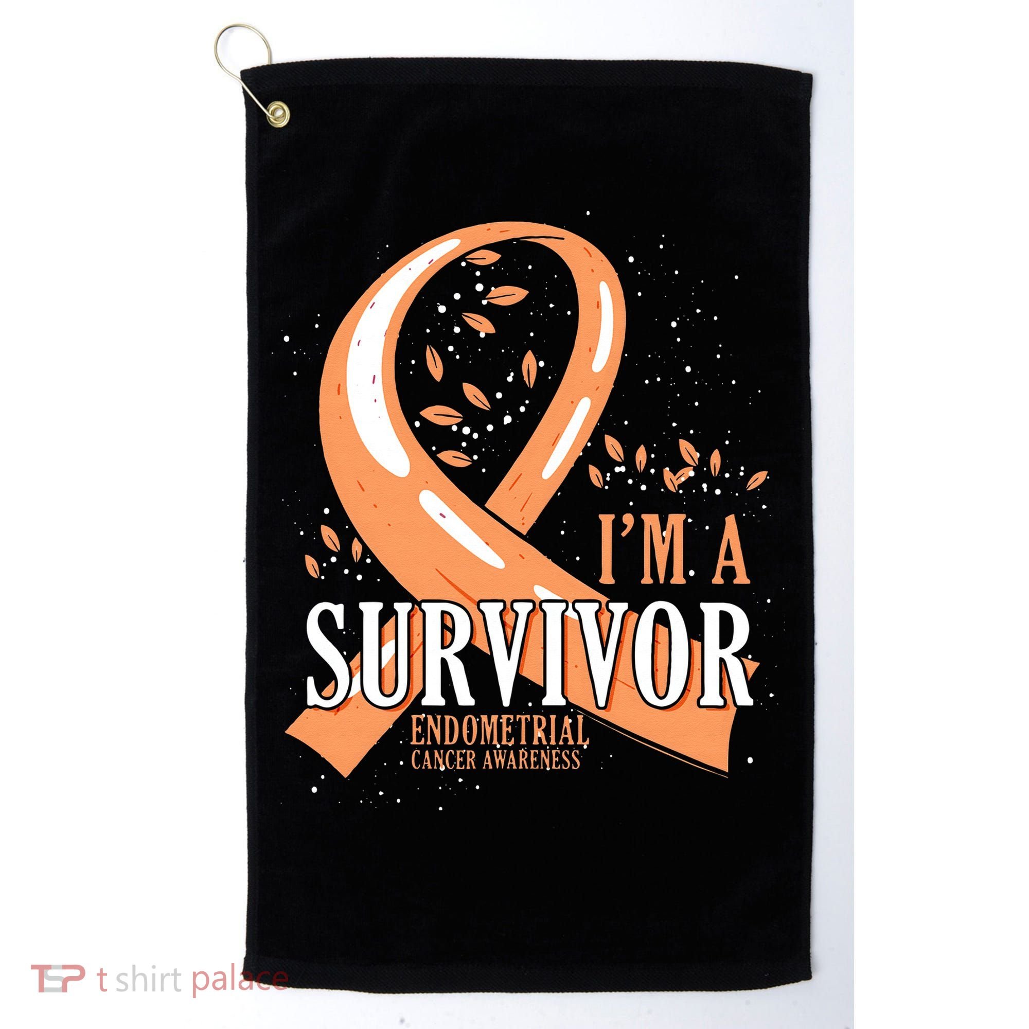 Cancer Survivor Peach Ribbon Endometrial Cancer Awareness Golf Towel