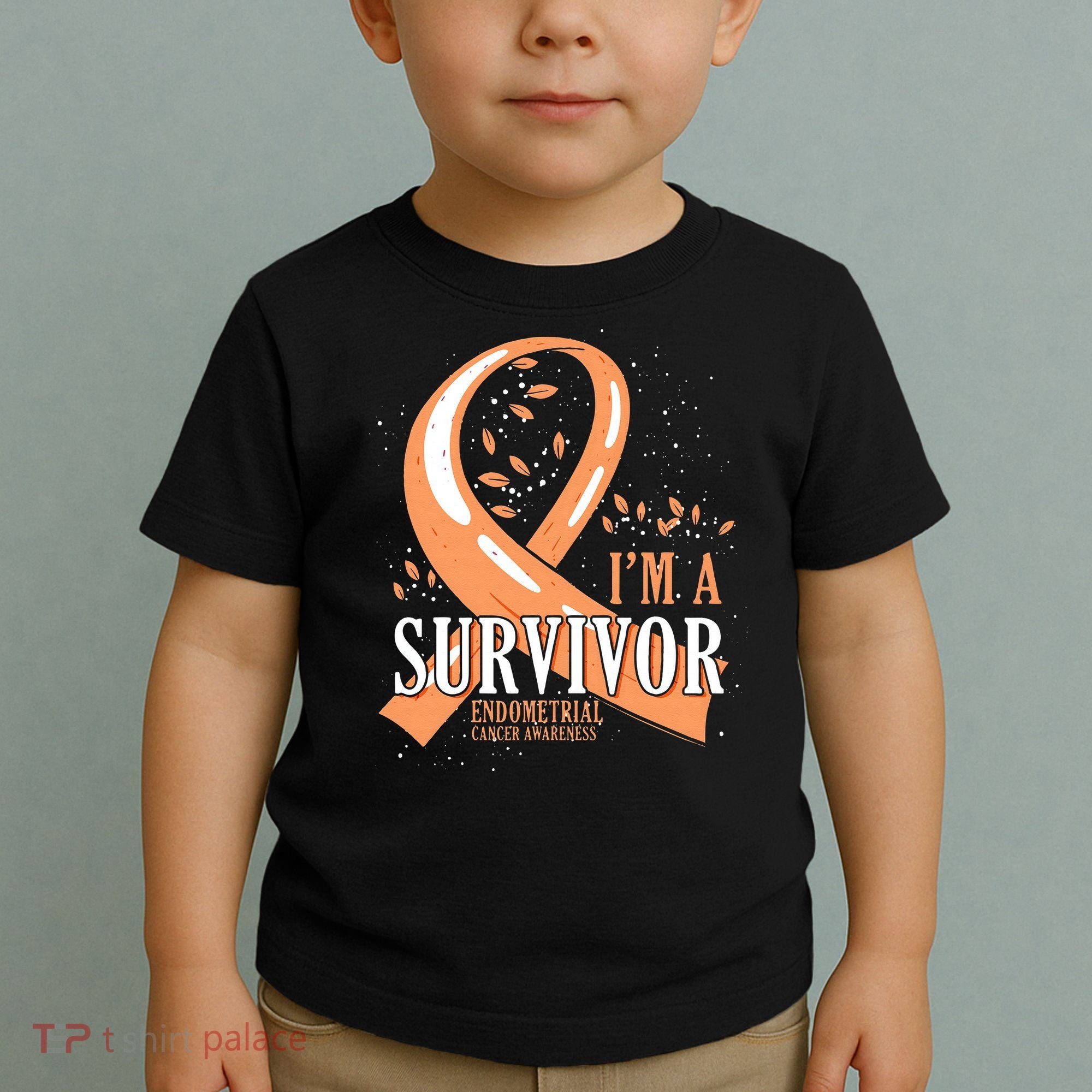 Cancer Survivor Peach Ribbon Endometrial Cancer Awareness Toddler T-Shirt
