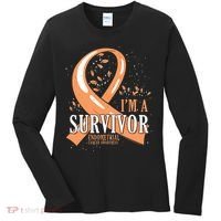 Cancer Survivor Peach Ribbon Endometrial Cancer Awareness Women's Long Sleeve Shirt thumb 0