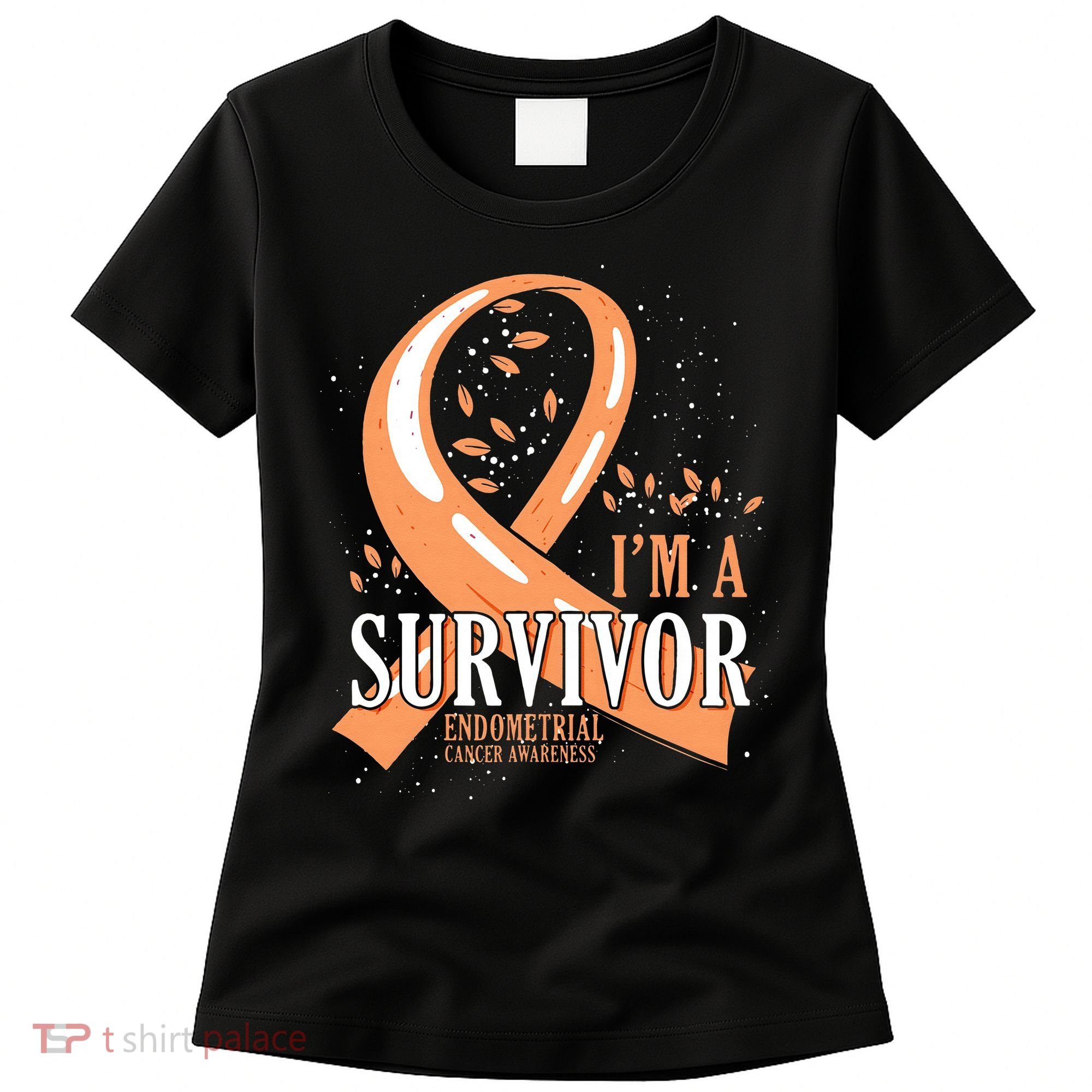 Cancer Survivor Peach Ribbon Endometrial Cancer Awareness Women's T-Shirt