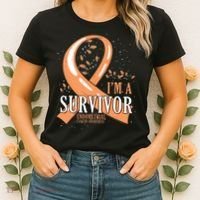 Cancer Survivor Peach Ribbon Endometrial Cancer Awareness Women's T-Shirt thumb 2