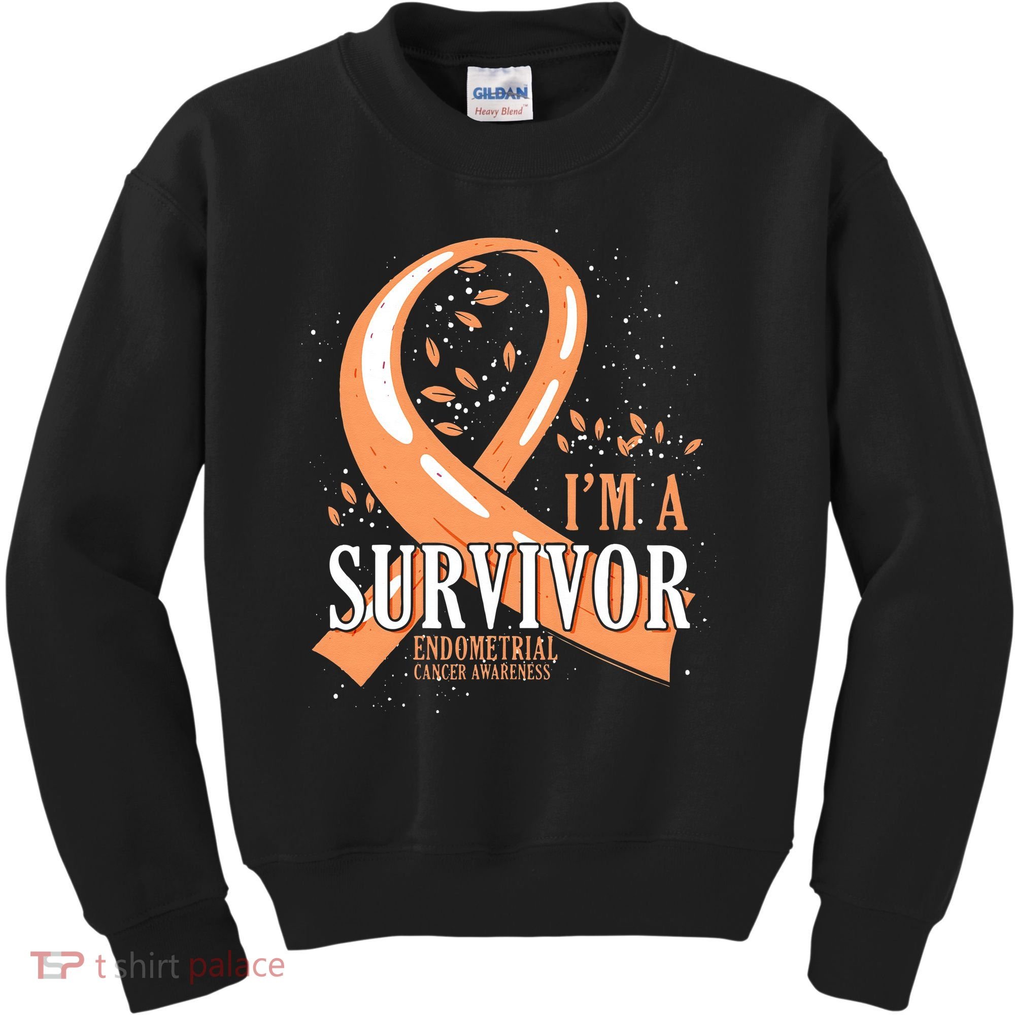 Cancer Survivor Peach Ribbon Endometrial Cancer Awareness Kids Sweatshirt