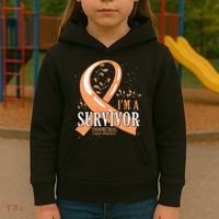 Cancer Survivor Peach Ribbon Endometrial Cancer Awareness Kids Hoodie thumb 3