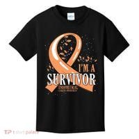 Cancer Survivor Peach Ribbon Endometrial Cancer Awareness Kids T-Shirt thumb 0