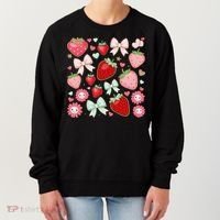 Cute Strawberry Preppy Bow Heart Kawaii Boho Coquette Women's Sweatshirt thumb 0
