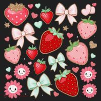 Cute Strawberry Preppy Bow Heart Kawaii Boho Coquette Women's Sweatshirt thumb 2