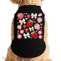Cute Strawberry Preppy Bow Heart Kawaii Boho Coquette Doggie Tank thumb 0