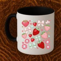 Cute Strawberry Preppy Bow Heart Kawaii Boho Coquette Coffee Mug thumb 2