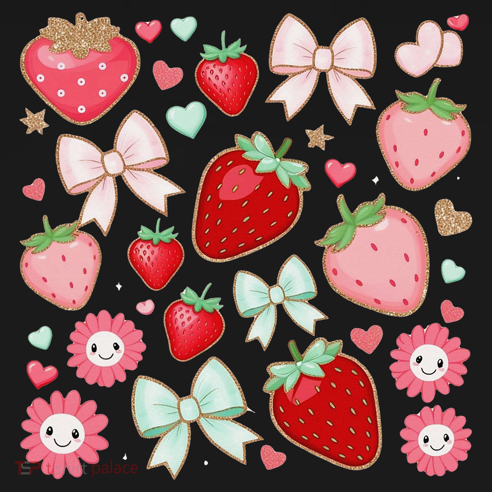Cute Strawberry Preppy Bow Heart Kawaii Boho Coquette Women's Hoodie