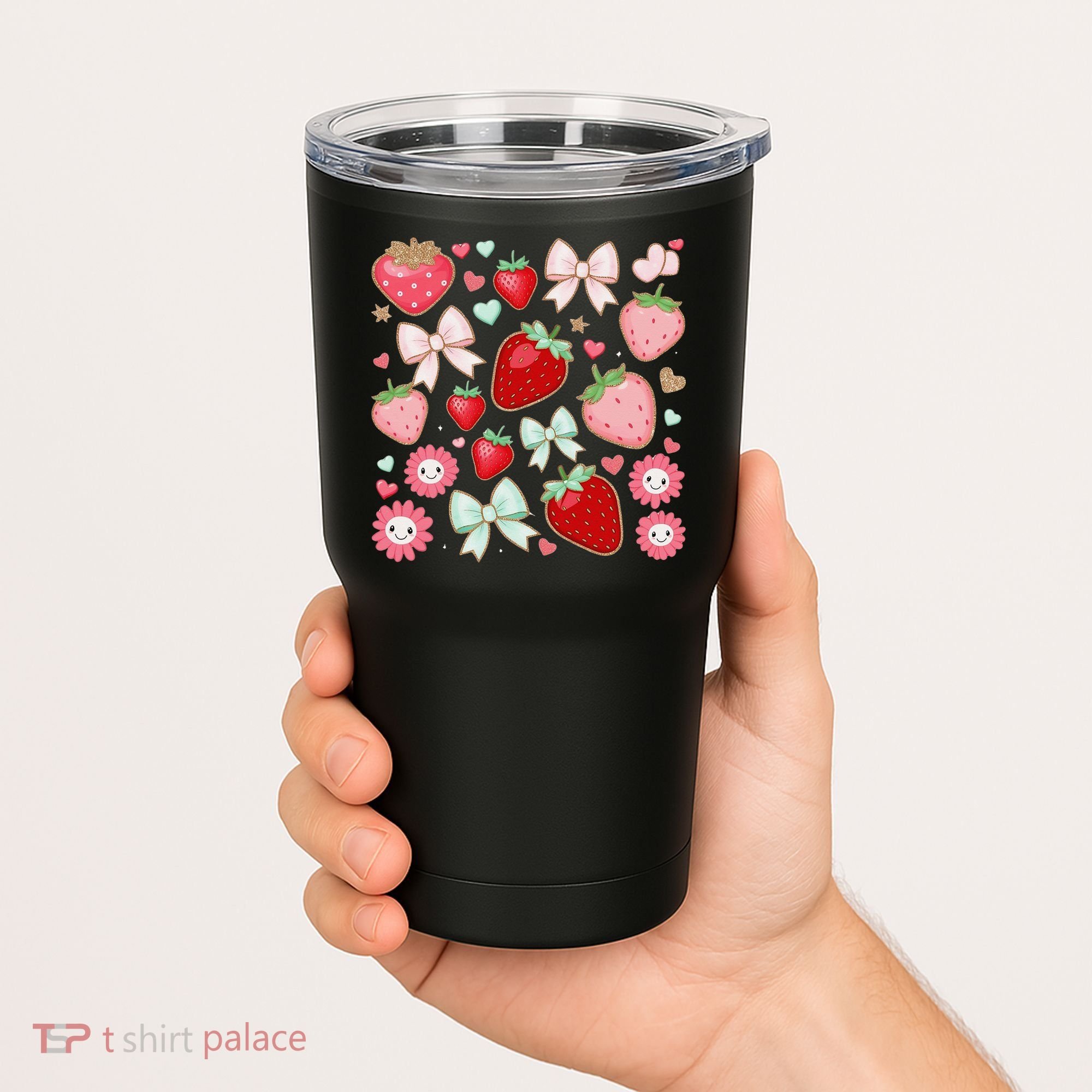 Cute Strawberry Preppy Bow Heart Kawaii Boho Coquette Tumbler