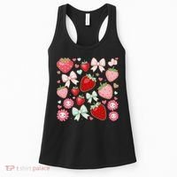 Cute Strawberry Preppy Bow Heart Kawaii Boho Coquette Women's Tank Top thumb 0