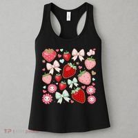 Cute Strawberry Preppy Bow Heart Kawaii Boho Coquette Women's Tank Top thumb 3