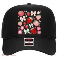 Cute Strawberry Preppy Bow Heart Kawaii Boho Coquette Hat thumb 0