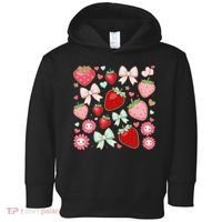 Cute Strawberry Preppy Bow Heart Kawaii Boho Coquette Toddler Hoodie thumb 0