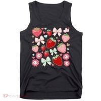 Cute Strawberry Preppy Bow Heart Kawaii Boho Coquette Tank Top thumb 0