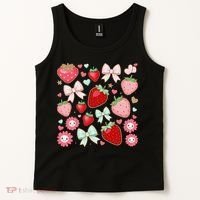 Cute Strawberry Preppy Bow Heart Kawaii Boho Coquette Tank Top thumb 2