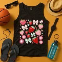 Cute Strawberry Preppy Bow Heart Kawaii Boho Coquette Tank Top thumb 4