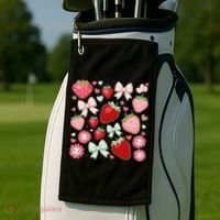 Cute Strawberry Preppy Bow Heart Kawaii Boho Coquette Golf Towel thumb 2