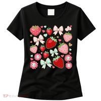 Cute Strawberry Preppy Bow Heart Kawaii Boho Coquette Women's T-Shirt thumb 0
