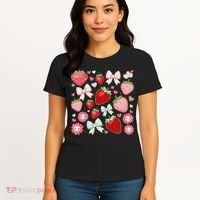 Cute Strawberry Preppy Bow Heart Kawaii Boho Coquette Women's T-Shirt thumb 4