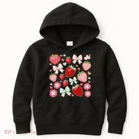 Cute Strawberry Preppy Bow Heart Kawaii Boho Coquette Kids Hoodie thumb 0
