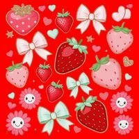 Cute Strawberry Preppy Bow Heart Kawaii Boho Coquette Santa Hat thumb 1