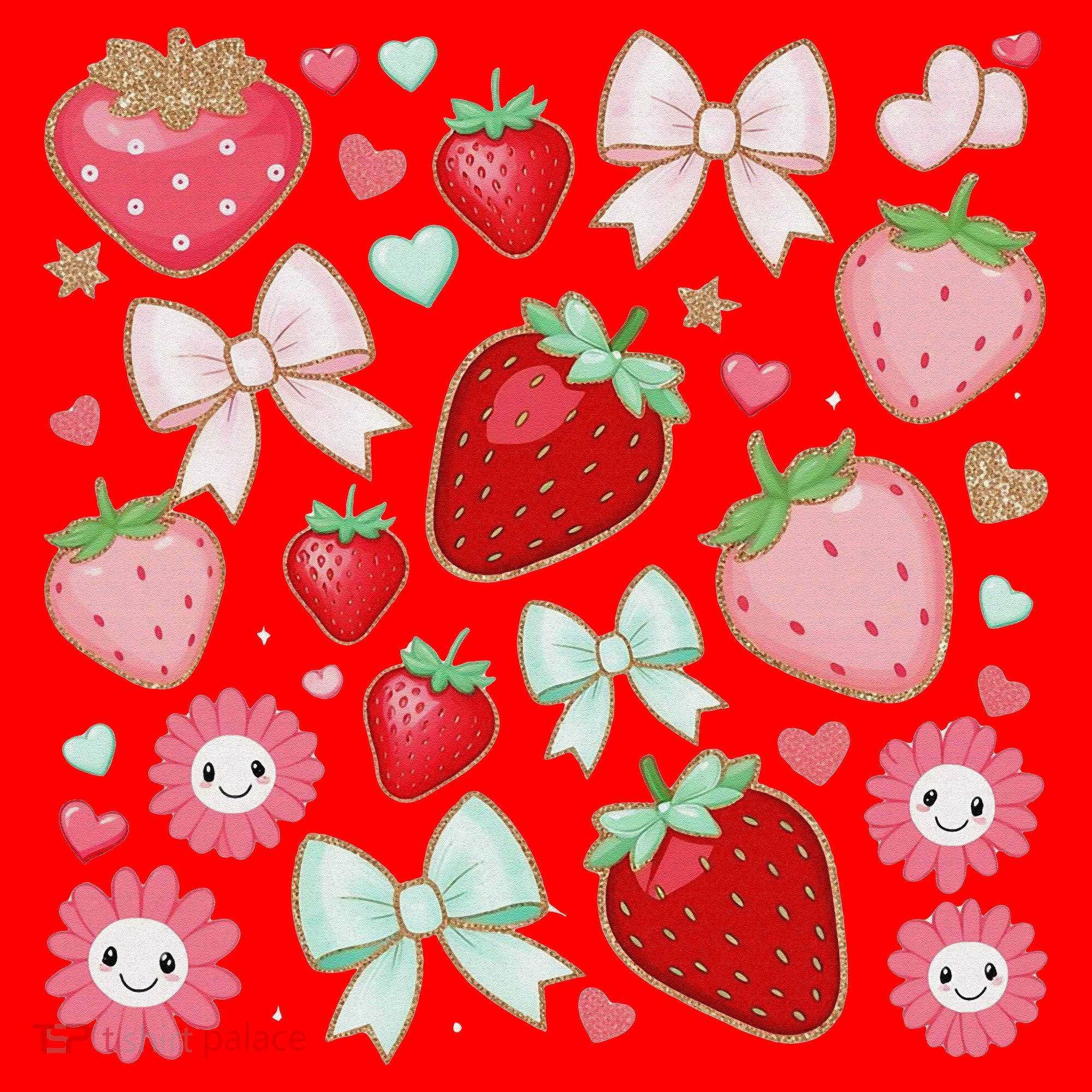 Cute Strawberry Preppy Bow Heart Kawaii Boho Coquette Santa Hat