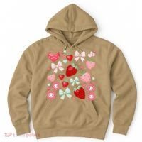 Cute Strawberry Preppy Bow Heart Kawaii Boho Coquette Hoodie thumb 0