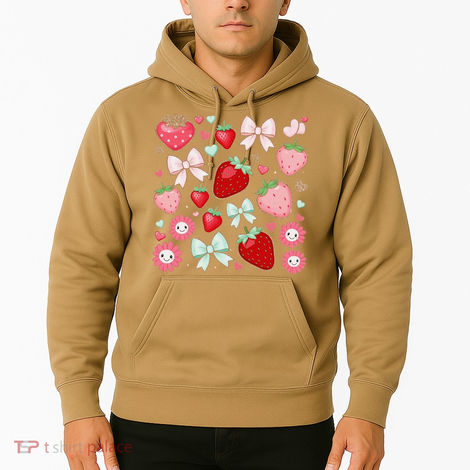 Cute Strawberry Preppy Bow Heart Kawaii Boho Coquette Hoodie