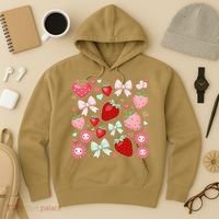 Cute Strawberry Preppy Bow Heart Kawaii Boho Coquette Hoodie thumb 3