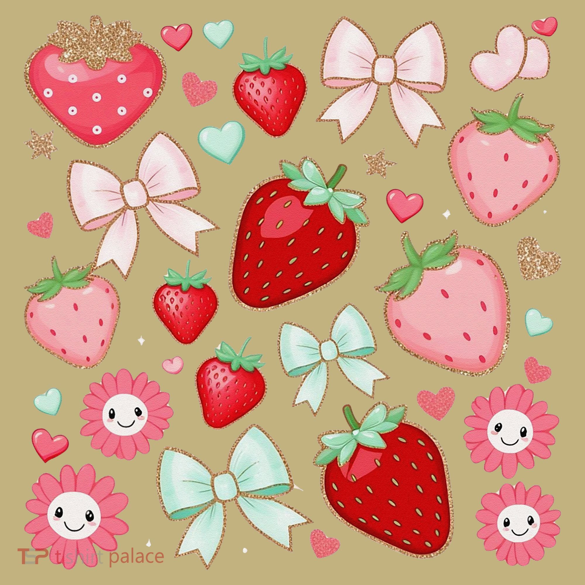 Cute Strawberry Preppy Bow Heart Kawaii Boho Coquette Sweatshirt