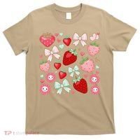 Cute Strawberry Preppy Bow Heart Kawaii Boho Coquette T-Shirt thumb 0