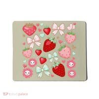 Cute Strawberry Preppy Bow Heart Kawaii Boho Coquette Mousepad thumb 0