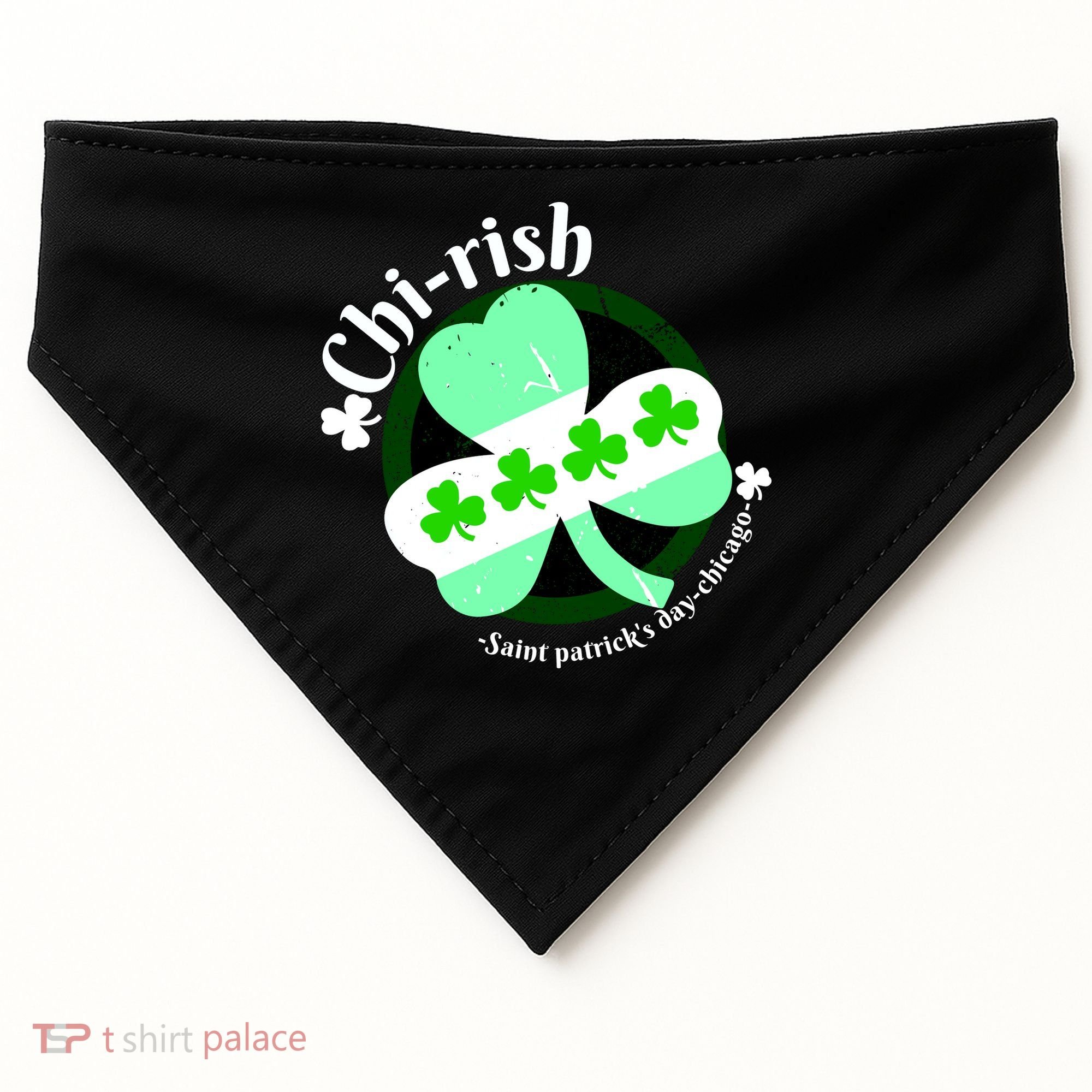 ChiRish St. Patrick's Day Chicago Irish Clover USA-Made Doggie Bandana