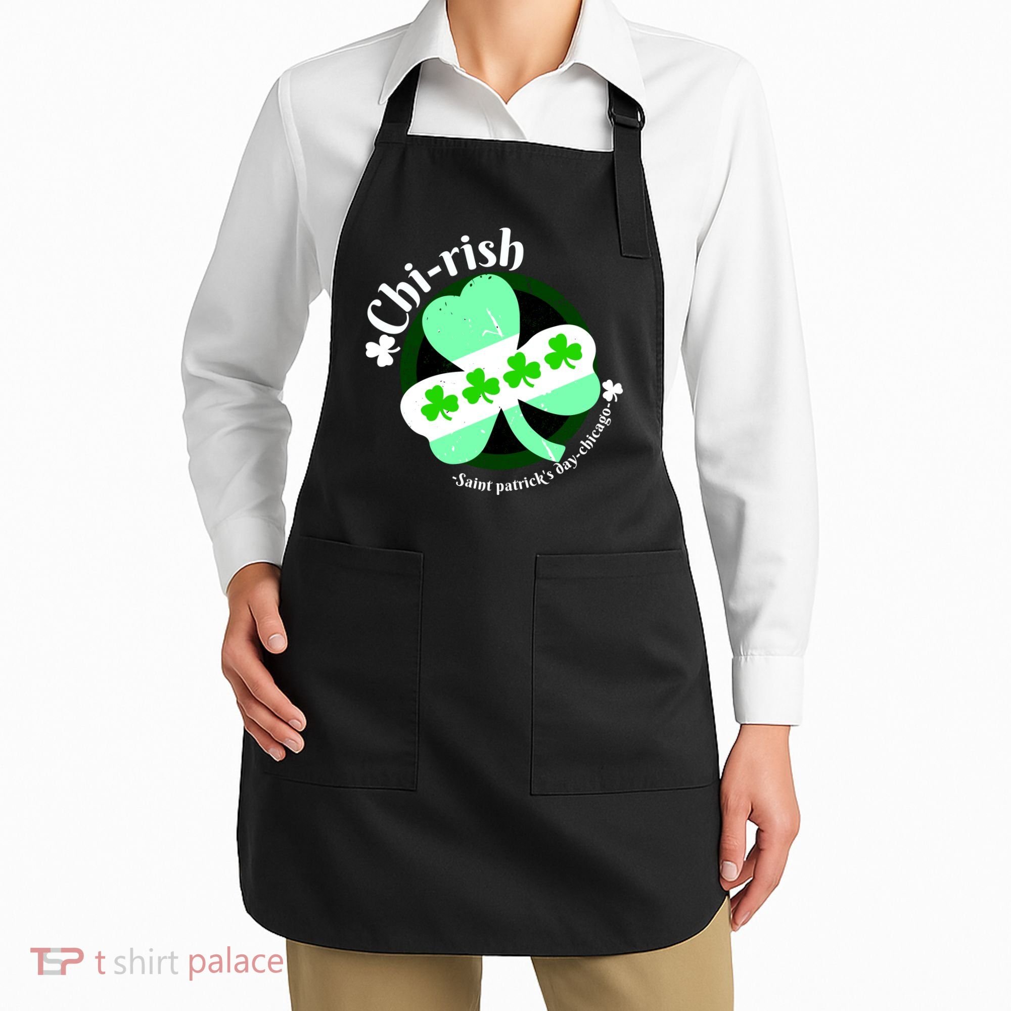 ChiRish St. Patrick's Day Chicago Irish Clover Apron