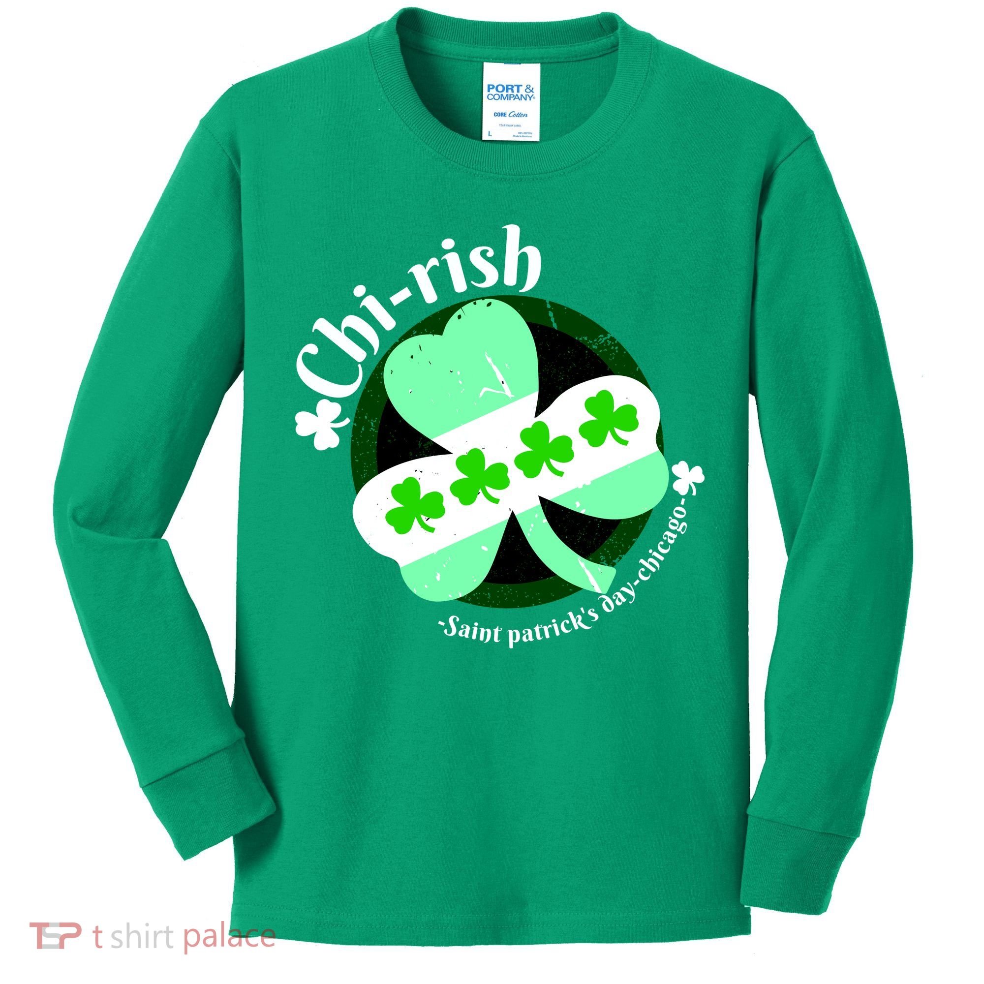 ChiRish St. Patrick's Day Chicago Irish Clover Kids Long Sleeve Shirt