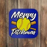 Christmas Softball Player Santa Claus Xmas Day Sport Cute Gift Coaster thumb 0