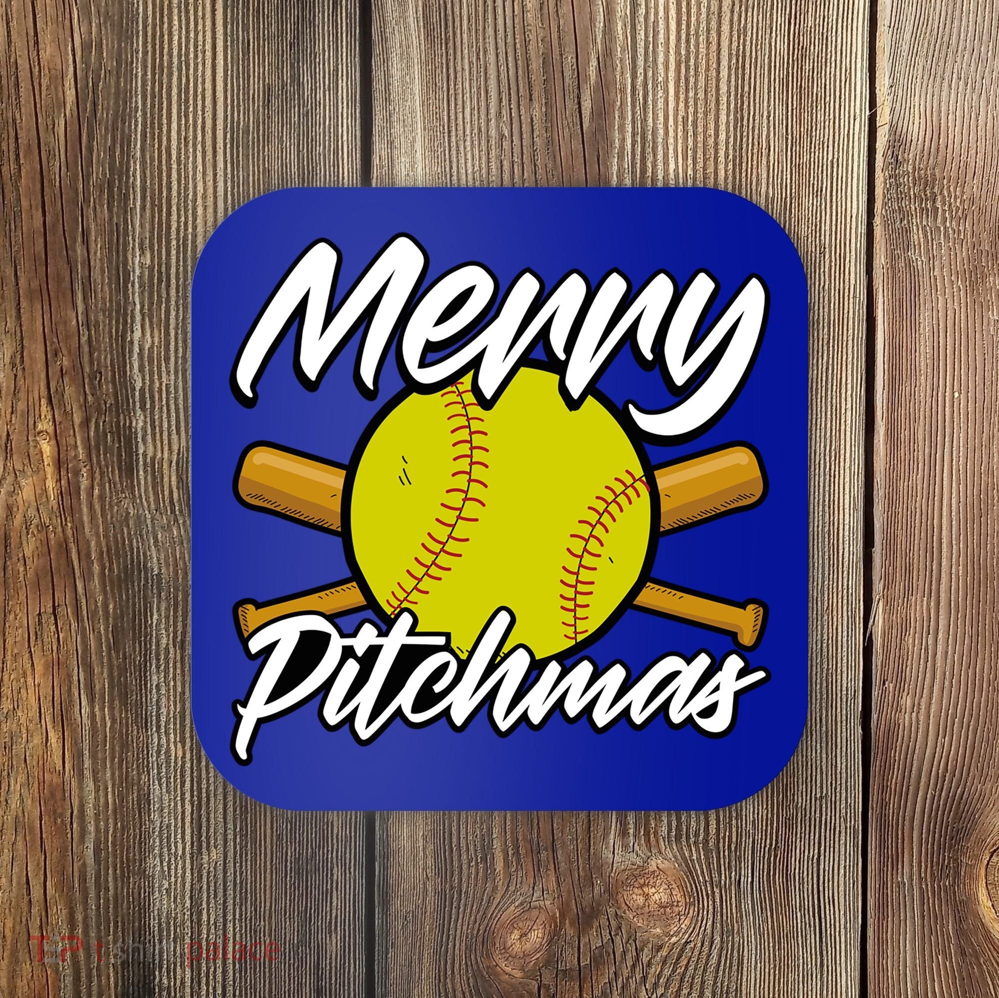 Christmas Softball Player Santa Claus Xmas Day Sport Cute Gift Coaster