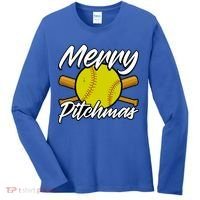 Christmas Softball Player Santa Claus Xmas Day Sport Cute Gift Women's Long Sleeve Shirt thumb 0