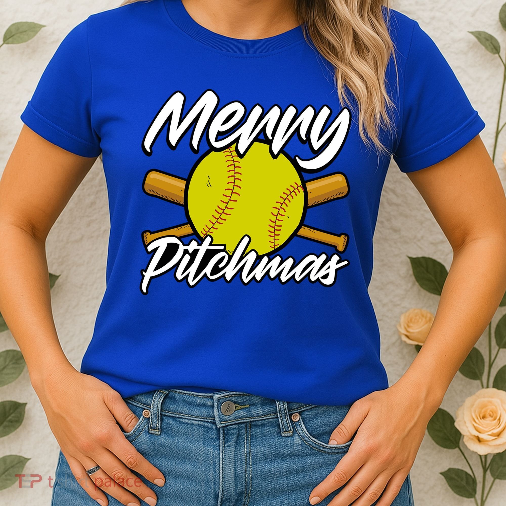 Christmas Softball Player Santa Claus Xmas Day Sport Cute Gift Women's T-Shirt