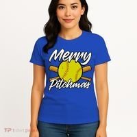 Christmas Softball Player Santa Claus Xmas Day Sport Cute Gift Women's T-Shirt thumb 4